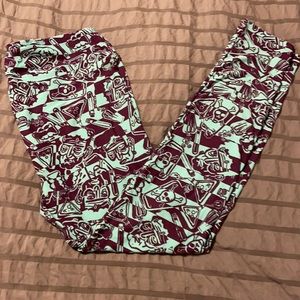 Lularoe Halloween TC Leggings BNWOT Never worn Frankenstein purple and blue